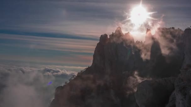 Mont Petri Sur Péninsule Crimée Sommets Montagneux Dans Les Nuages — Video