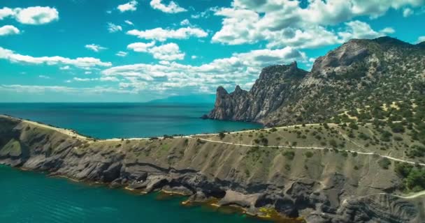 Monte Karaul Oba Costa Del Mar Negro Paisaje Naturaleza Península — Vídeo de stock