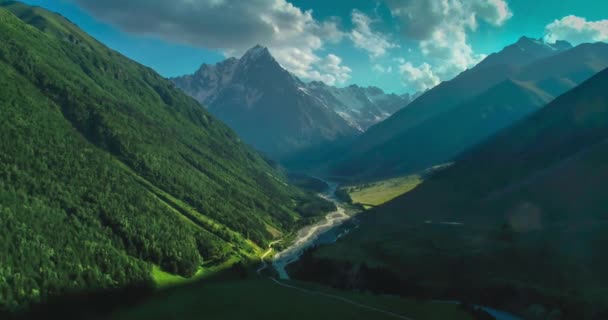 Aerial View Picturesque Gorge Caucasus Mountains Landscape Nature North Caucasus — Wideo stockowe