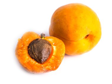 Beyaz arka planda olgun kayısılar.