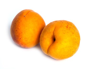 Beyaz arka planda olgun kayısılar.