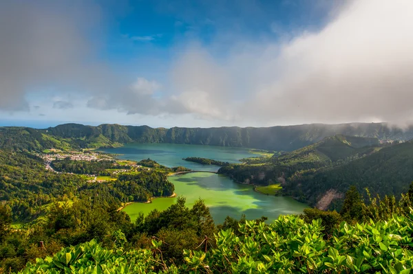 Green Villa Franca meadows in Sao Miguel Island of Azores — Stock Photo, Image