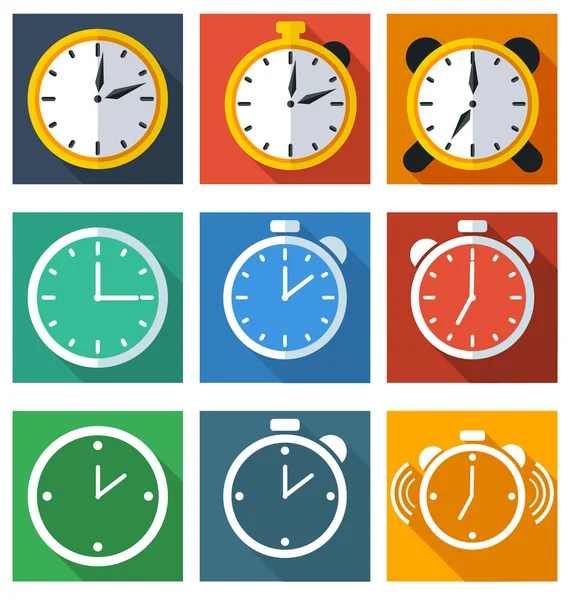 9 flat icons time Royalty Free Stock Illustrations