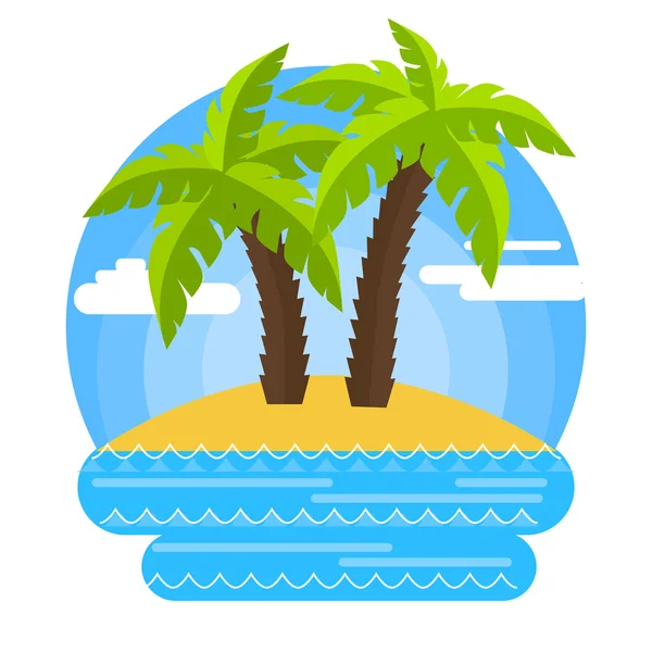 Sandy beach and palm trees — Stock Vector