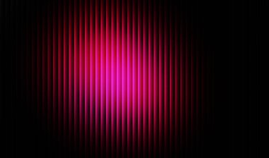 Parlak pembe bir ışık kaynağı dikey çizgilerden görülebilir. Koyu pembeden açık pembeye kayar ve koyu bir arkaplan üzerine kurulur. Çizgiler eşit aralıklı ve dikey çalışıyor, görüntüde derinlik ve boyut hissi yaratıyor..