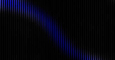 Koyu mavi ve siyah eğimli soyut arkaplan, tasarım projeleri için mükemmel bir modern ve lüks görsel efekt yaratan, resim boyunca kıvrılan parlak dikey çizgiler içerir..
