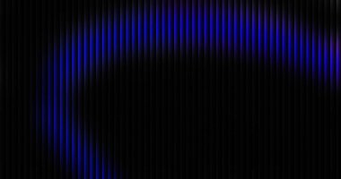 Dikey siyah çizgilerde parlayan koyu mavi ışık teknolojiyi ve yeniliği sembolize eden dijital bir illüstrasyonda fütürist ve modern bir görsel etki yaratır..
