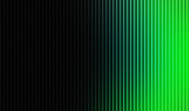 Soyut arka plan, sol tarafta koyu siyah tonlarda başlayan ve sağ tarafta pürüzsüz bir şekilde yoğunlaşarak parlak yeşil limon doygunluğuna dönüşen dramatik bir renk değişimi gösteren sayısız dikey kaburga içeriyor..