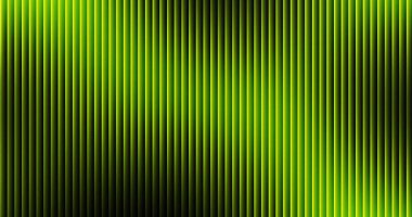 Soyut arkaplan, çarpıcı bir neon yeşil renkle aydınlanan sayısız yinelenen dikey çizgilerin daha koyu tonlara geçişini ve grafik tasarımı için mükemmel bir dinamik desenli görsel efekt yaratmasını içerir..