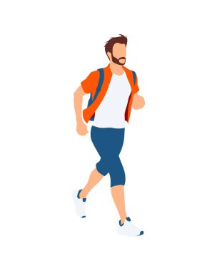 Düz vektör insanlar ve illüstrasyon, günlük kıyafetleri olan adam.