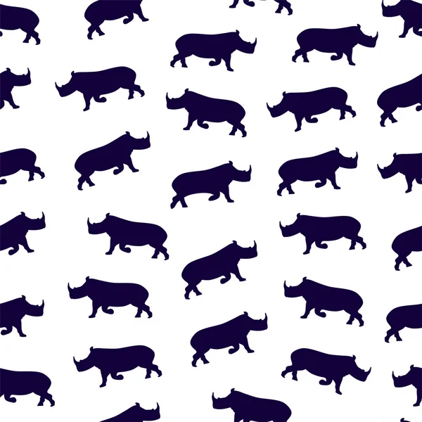 Abstraktní vzor bezešvé s modrými nosorožce na bílém pozadí, perfektní texturu pro obal, karta, tapet, hadřík a interiérový design — Stockový vektor