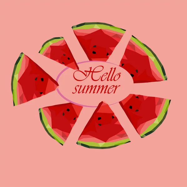 Metin, yaz resim ile karpuz dilimli çokgen