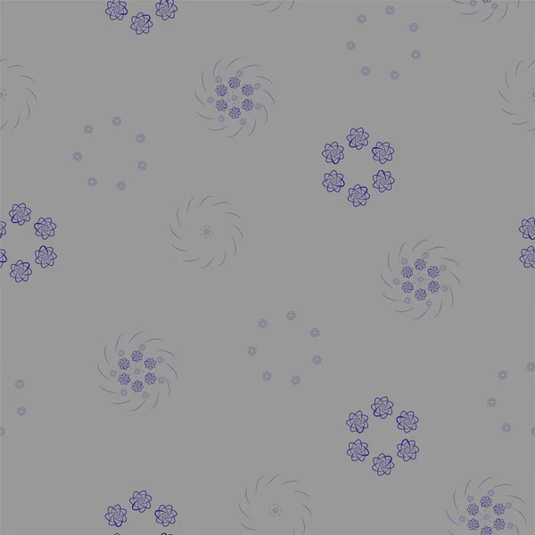 Gri zemin üzerine mavi yuvarlak sembolleri ile soyut seamless modeli. Fraktal tarzı. Vektör çizim