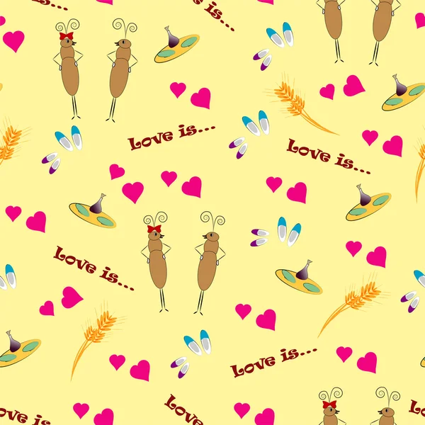 Kalpler, çift karınca, terlik, bitki ile soyut seamless modeli. Şirin çocukça arka plan