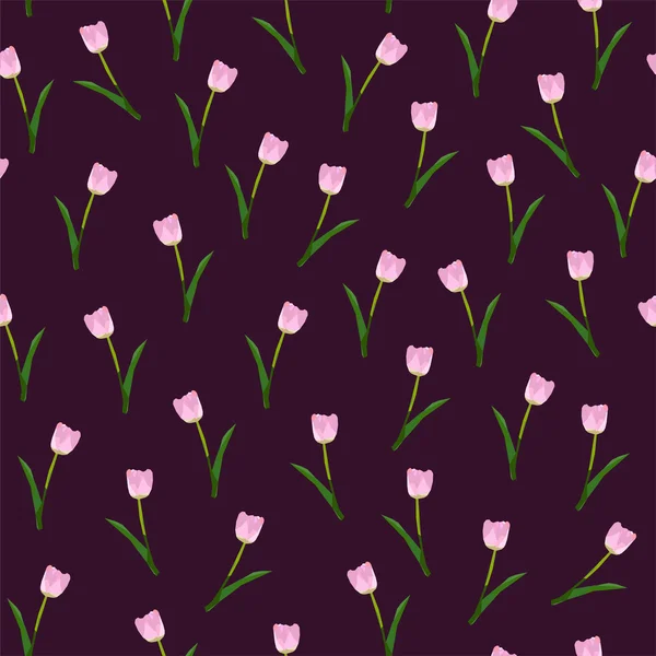 Mor zemin üzerine güzel ihale Pembe Lale. Mükemmel çiçek Dikişsiz desen kartı, kapak, iç tasarım ve Tekstil