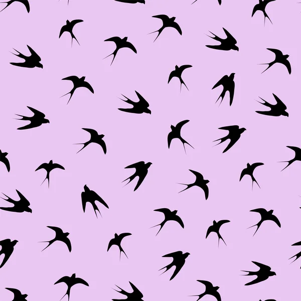 Mükemmel seamless modeli ile pembe arka plan kuşlarda yutmak. Vektör çizim