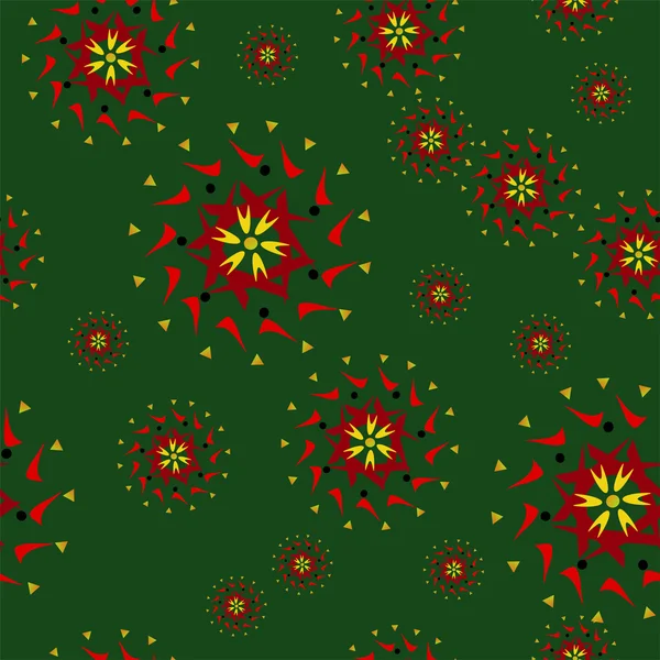 Yeşil zemin üzerine soyut etnik seamless modeli. Modern Hint tarzı. Hisse senedi vektör çizim.