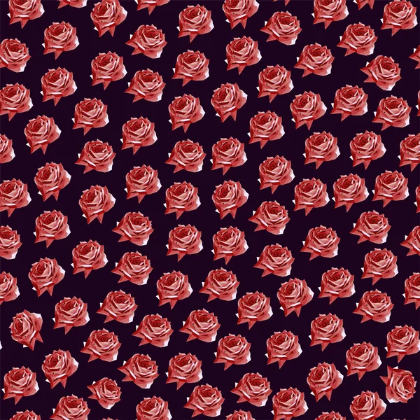 Kırmızı gül seamless modeli. Çokgen tarzı. Vetor illüstrasyon.