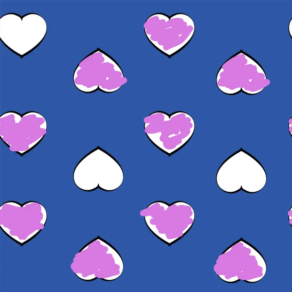 Mavi arka plan üzerinde yürekleri şirin seamless modeli. Hisse senedi vektör çizim. 