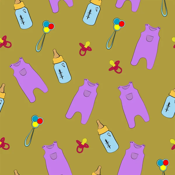 Sarı arka plan üzerinde yeni doğan şirin seamless modeli. 