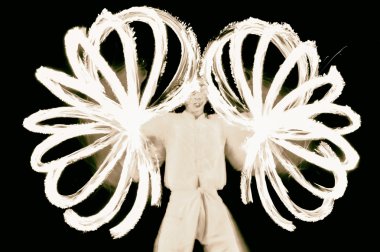 Çok daire yangın çekimde iplik.