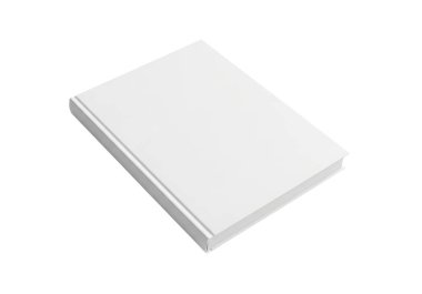pürüzsüz kenarları ve temiz bir yüzeyi olan beyaz bir kağıt yığını, düz beyaz arkaplanda bir açıyla konumlandırılmış.