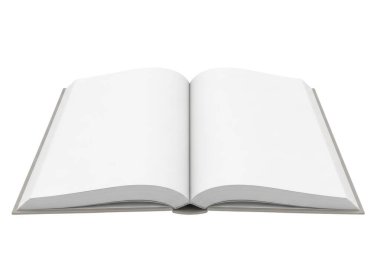 Beyaz bir arka planda beyaz bir kitap. Altında boş sayfalar ve ince bir gölge var. Temiz ve minimalist bir ortam öneriyor.