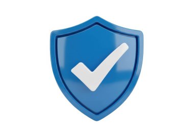 Beyaz arka planda beyaz işaretli mavi bir kalkan.