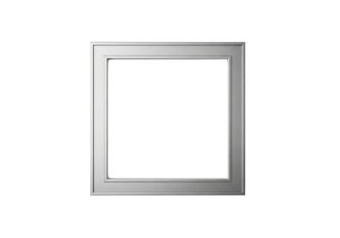 Beyaz arkaplanı olan gümüş renkli bir çerçeve, boş ve basit