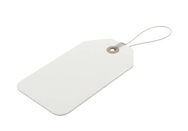 Beyaz arkaplana bağlı beyaz bir etiket