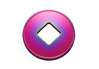 Pembe bir daire, eğimli bir etki ve ortada elmas şekilli bir delik, beyaz bir arkaplan üzerine kurulmuş.