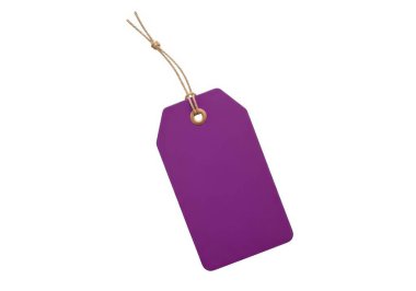 Etiketleme ya da tanımlama amacıyla kullanılan mor bir etiket.