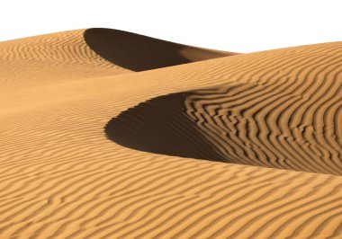 Görüntü, üzerinde gölgeler olan kum tepelerinin yakın görüntüsünü tasvir ediyor. Kumun düz bir dokusu, görülebilir çizgileri ve rüzgarın oluşturduğu çıkıntıları vardır. Kum tepeleri yuvarlaktır ve altın-kahverengi bir renge sahiptir. Gölgeler görüntüye derinlik katıyor, Creati.