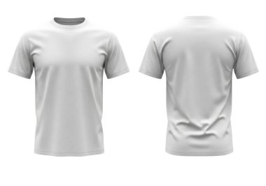 Görüntü, hem önden hem de arkadan görülen açık gri kısa kollu bir tişörtü gösteriyor. Tişörtün basit bir yakası ve düz kolları var. Görünürde logo, desen ya da süsleme yok. Kumaş yumuşak bir nefes gibi görünüyor.