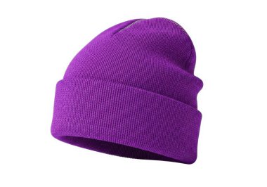 Bu resimde, parlak, mor renkli, rahat örülmüş bir bere var. Bere yumuşak, dokulu bir kumaştan yapılmıştır. Soğuk mevsimlerde sıcak tutmak için idealdir. Klasik bir dizayn ve biraz tembellik içeriyor.