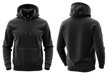 Görüntü, gevşek bir şekilde dizayn edilmiş siyah kapüşonlu bir sweatshirt 'ü gösteriyor, ön kaputu, uzun kolları ve göğsünde iki büyük cebi var. Kumaş hem rahat hem de modaya uygun bir görünüm sağlıyor.