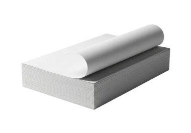 Görüntü, dikdörtgen gri köpük taban bloğunun üzerine yerleştirilmiş beyaz termal yalıtım malzemesi rulosunu gösteriyor. Bu kurulum genellikle B binalarındaki enerji verimliliğini artırmak için tasarlanmış yalıtım malzemelerini göstermek veya depolamak için kullanılır.