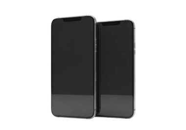 Görüntü, birbirine bitişik iki modern akıllı telefonu gösteriyor. Minimalist siyah tasarımlarını gösteriyorlar. Her iki cihazın da parlak bir arkası ve önü, parlak ve çağdaş görünümlerini gösteren, üniformalı bir görünüşü var. Ekranlar...