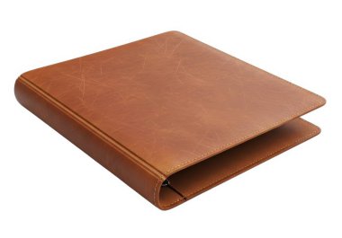 Bu resim basit ama zarif bir tasarımı olan iyi hazırlanmış kahverengi bir deri klasörü sergiliyor. Dosyanın sağlam bir menteşesi ve pürüzsüz bir yüzeyi var. Bu da dayanıklılık ve zamansız bir bakışı gösteriyor. İçerisi boş gibi görünüyor. Organizasyon için uygun hale getiriyor.