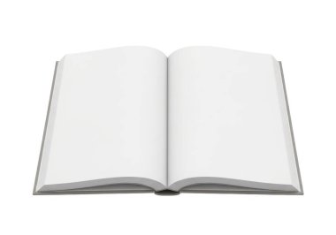Görüntü, sayfaları geniş, tamamen boş beyaz sayfaları olan açık bir kitabı gösteriyor. Kitap omurgasında kapalı görünüyor ve sayfaların boşluğunu vurgulayan temiz, minimalist bir tasarıma sahip..