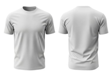 Görüntü, hem önden hem de arkadan gösterilen açık gri kısa kollu tişörtü gösteriyor. Kumaş yumuşak ve hafif desenli görünüyor. Basit bir yakası ve düz kolları var. Tişört sanki bir şeyden yapılmış gibi.