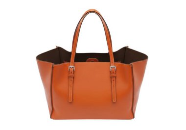 Bu resimde, içinde geniş ve sağlam çift kulplu deri bir çanta sergileniyor. Çantanın parlak, yuvarlak, siyah astarlı bir tasarımı var. Hem işlevsellik hem de sofistike bir görünüm sağlıyor. Kapı kolları atta.