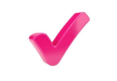 Görüntü, parlak bir maddeden yapılmış gibi görünen üç boyutlu pembe işaretli bir sembol içeriyor. Kontrol işareti sağlam ve beyaz bir arka plana karşı tek başına duruyor. Bu da göze çarpan ve göze çarpan bir görüntü veriyor. Şekil biraz...