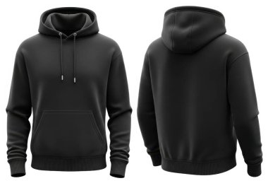 Görüntü siyah, fermuarlı kapüşonlu rahat giyinmek için tasarlanmış. Sergide kaputu ayarlamak için bir ön ip, iki ön cepleri ve elastik kelepçeli uzun kollar yer alıyor. Kapüşonlu yumuşak, esnek bir kumaştan yapılmış gibi görünüyor.,