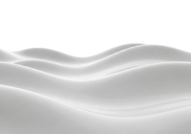 Bu resim, beyaz ve gri tonlarında pürüzsüz, dalgalı dalga desenleri içeren soyut bir tasarım sergiliyor. Gradyanlar bir derinlik ve hareket hissi yaratarak dingin ve ruhani bir atmosferi çağrıştırıyor. Ton arasındaki pürüzsüz geçişler