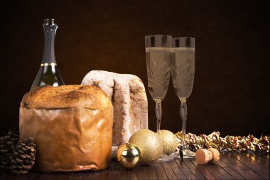 Christmas sweets and wines clipart