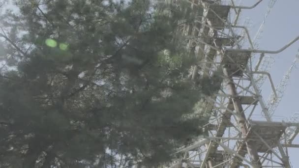 Chernobyl Telecamera Scorre Oltre Albero Rivelare Stazione Radar Duga Filmati — Video Stock