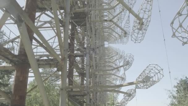 Chernobyl Inclina Hacia Arriba Lado Estación Radar Duga Dentro Zona — Vídeos de Stock