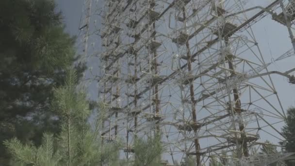 Tchernobyl Inclinaison Des Arbres Vers Une Grande Partie Station Radar — Video