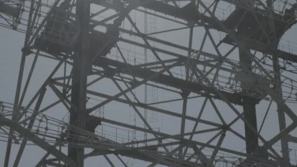 Tschernobyl Nahaufnahme Eines Hinterleuchteten Abschnitts Der Radarstation Duga Der Sperrzone — Stockvideo
